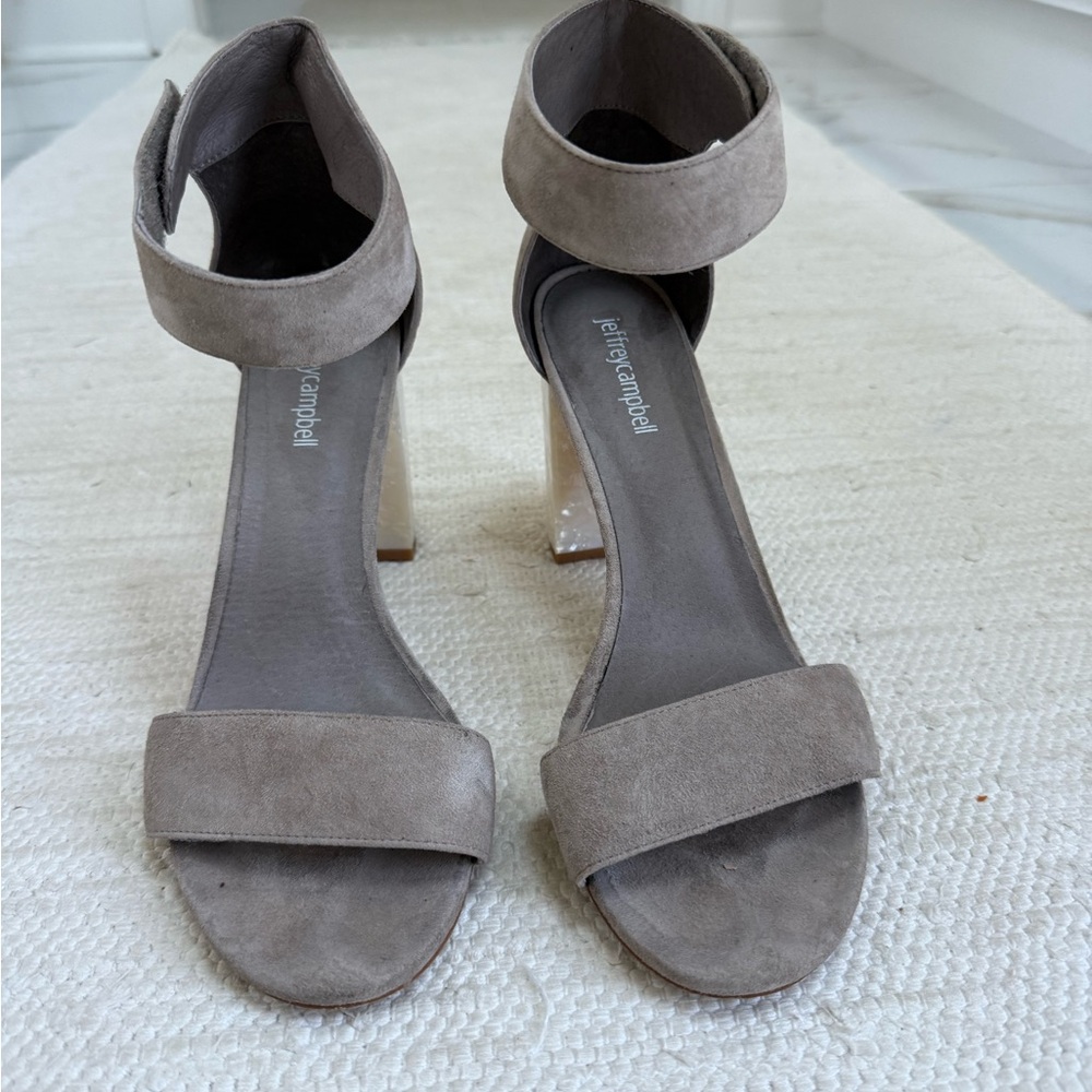 Jeffrey Campbell tan suede heels sz 10 - Picture 2 of 7